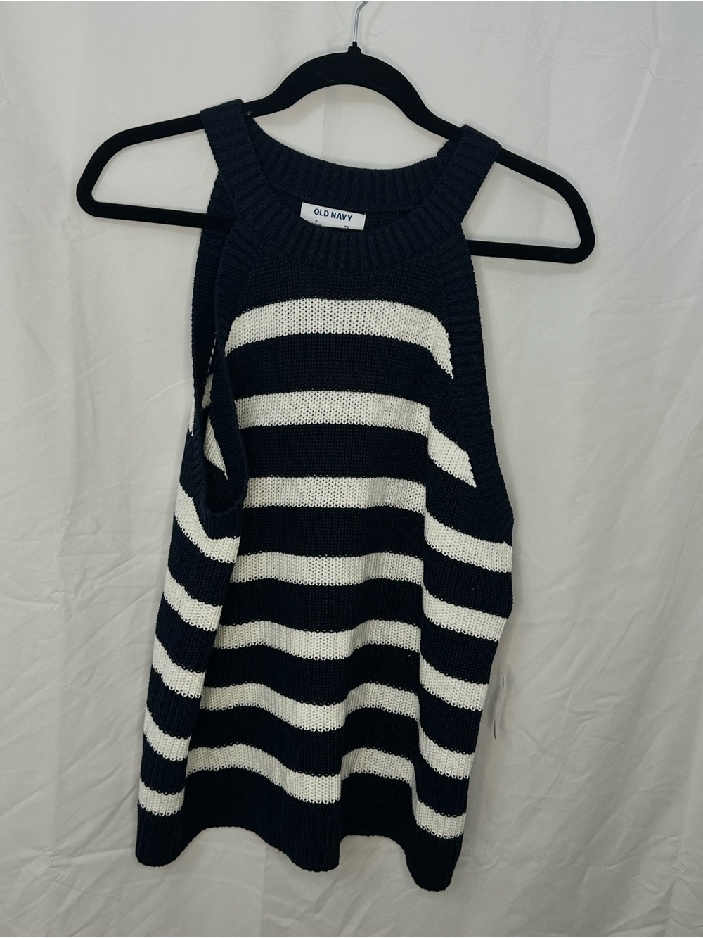 Old Navy Navy and White Striped Off-Shoulder Sweater Tank Brand New with tag